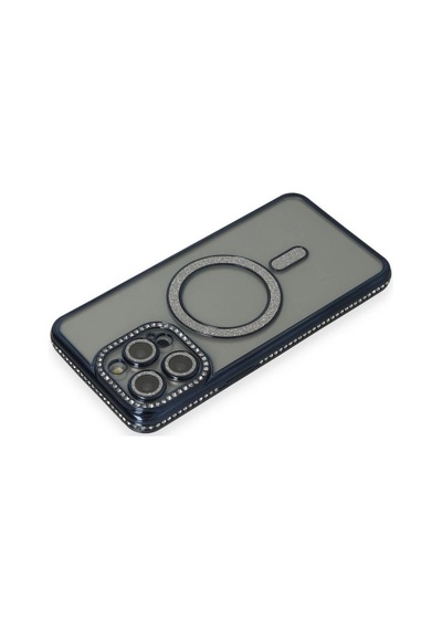 Apple İphone 14 Pro Kılıf Joke Simli Magneticsafe Kılıf - Lacivert Çok Renkli