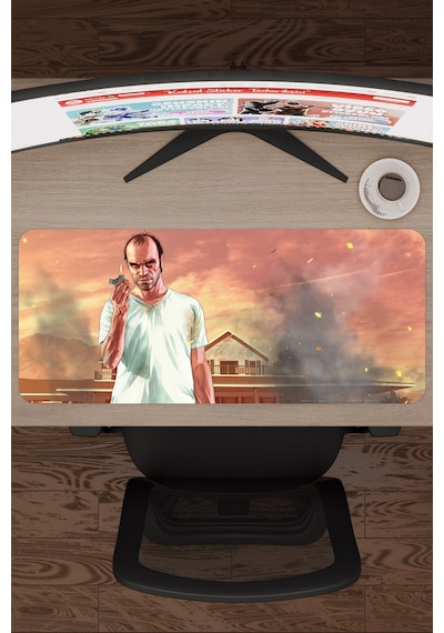 Gta 5 Kaymaz Dikişli Kauçuk Oyuncu Mousepad V3 - 70x30 Xl Gaming Mouse Pad Fare Altlığı