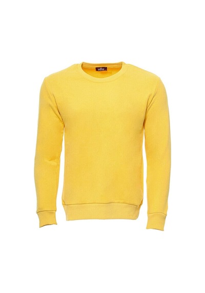 Wessi Sarı Desensiz Bisiklet Yaka Sweatshirt Sarı