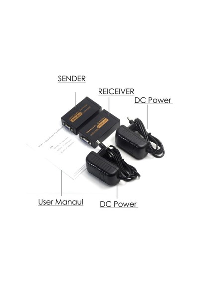 100M Vga Extender - Vga Rj45 Cat5E/6 Üzerinden Sinyal  Uzatıcı