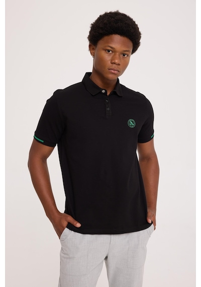 Summer Polo Siyah Basıc Polo Yaka Tişört Siyah