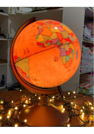 Lrs Store Dünya Küresi - Işıklı- Yerküre Antik-siyasi Dekoratif Eğitici Yer Küre Globe Ancient, 20 Cm Genel