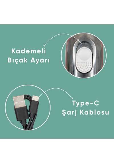Şarjlı Kademeli Saç Sakal Tıraş Makinesi Erkek Kişisel Bakım Mr-055 1.5 Saat