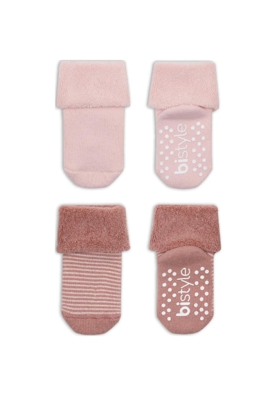 Akıllı Bayi 2'li Çemberli Kaymaz Havlu Soket Çorap 10503 Pudra Pembe Renkli