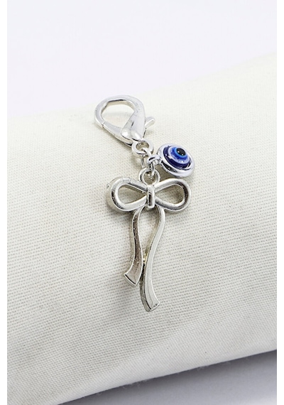 Metal Fiyonk Metal Nazar Boncuğu Klipsli Küçük Charm Anahtarlık C