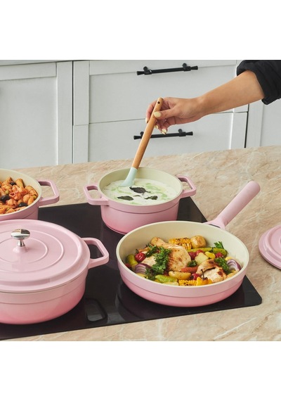 Tr Swiss Crystal Neocast 7 Parça Döküm Tencere Ve Tava Seti Pembe Genel