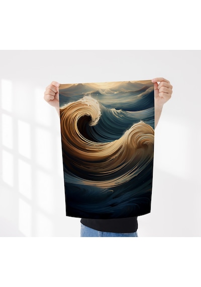 Çerçevesiz Poster Dalga Temalı, Dijital Baskı Dalga Temalı Poster, Ofis, Salon Dekorasyon