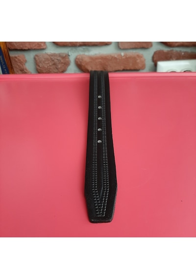 Real Leather Erkek Kemer Baskı Desenli Siyah Hakiki Vejetal Dana Deri 3.5 CM Siyah