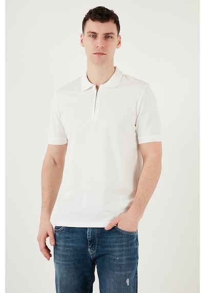 Buratti Pamuklu Regular Fit Yarım Fermuarlı Erkek Polo Yaka T Shirt 5903008 Beyaz