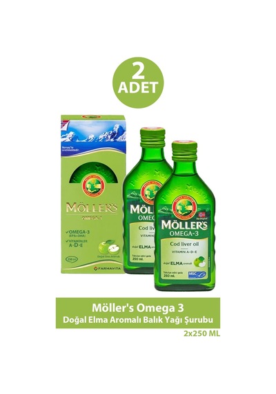 Möller's Omega 3 Doğal Elma Aromalı Balık Yağı Şurubu 250 Ml 2 Adet