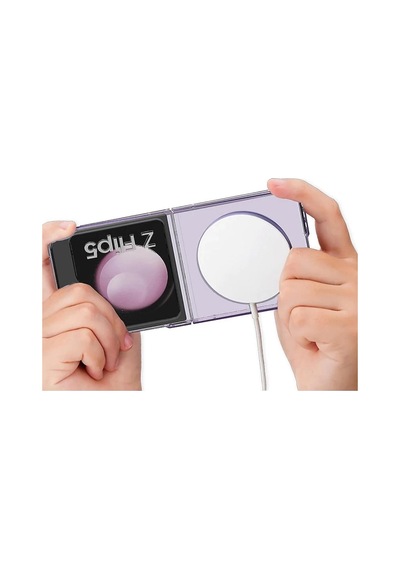 Samsung Samsung Uyumlu GalaxyZ Flip 5 Kılıf Magneticsafe Şeffaf Silikon - Şeffaf Çok Renkli