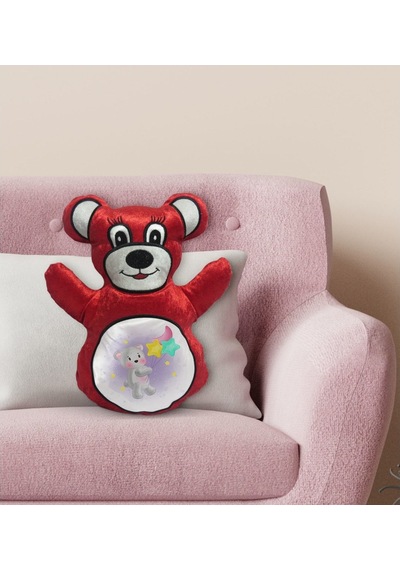 Bk Gift Tatlı Ayıcık Tasarımlı Kırmızı Ayıcık Yastık-1