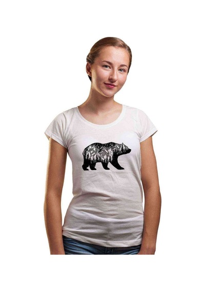 Silhouette California Bear Kadın Beyaz Tshirt