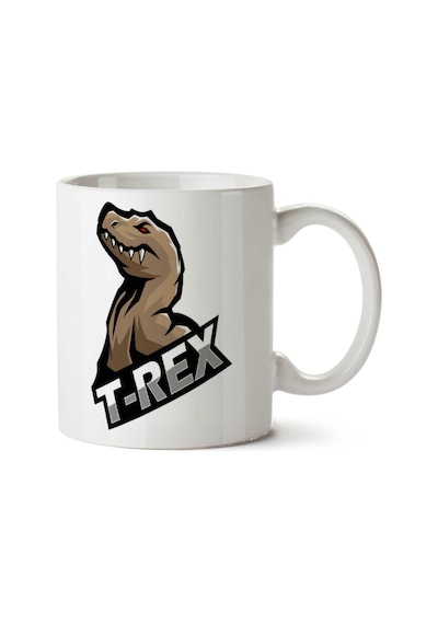 T-rex İki Tarafı Baskılı Kupa Bardak Çok Renkli
