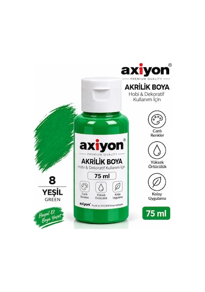 Axiyon Art Akrilik Boya 75 Ml Yeşil 2'li Paket Su Bazlı Hobi Ve Dekoratif Boya