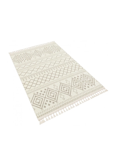 Decoser Halı Garden Serisi 01-beyaz Etnik İskandinav Desenli Koridor Salon Oturma Odası Kilim Halısı Beyaz Krem
