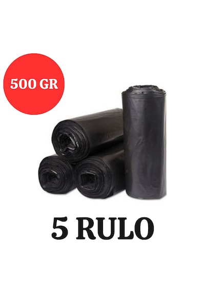 Kalın Çöp Torbası 500 Gr X 5 Rulo Siyah Çöp Poşeti 80x110 Cm Jumbo Endüstriyel Çöp Torbası