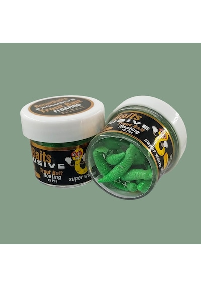 Renat Trout Bait Peynir Kokulu Silikon Kurtçuk Alabalık Yemi 15 Pcs - Yeşil-9568