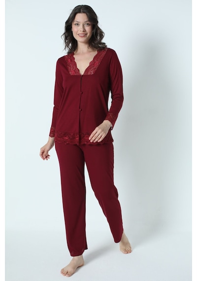 Alissa 9620 Kadın Çeyizlik Dantelli Penye 6'lı Set -bordo Bordo