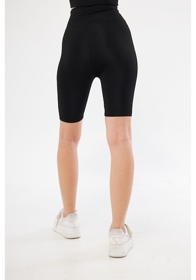 Lesa Wear Yüksek Bel Likralı Toparlayıcı Kısa Şort Tayt Siyah