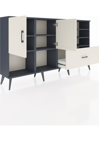 Arges Konsol 7 Raflı Tek Çekmeceli 2 Kapaklı 176x30x99 Antrasit-aytaşı Aytası - Antrasıt Arges Konsol 7 Raflı Tek Çekmeceli 2 Kapaklı 176x30x99 Antrasit-aytaşı Aytası - Antrasıt