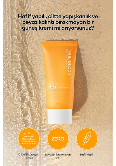 Missha Yapışkan His Bırakmayan Güneş Koruyucu Apıeu Pure Block Daily Sun Cream Ex Spf50/PA 50 ML