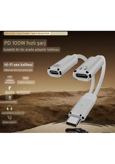 Wowssyo 2'si 1 Arada Type-c To Type-c+100w Şarj Ve Kulaklık Çevirici Adaptör Hi-fi Ses Teknolojisi Ce Lisanslı Sertifikalı Örgülü Sağlam Beyaz - Siyah Wowssyo 2'si 1 Arada Type-c To Type-c+100w Şarj Ve Kulaklık Çevirici Adaptör Hi-fi Ses Teknolojisi Ce Lisanslı Sertifikalı Örgülü Sağlam Beyaz - Siyah
