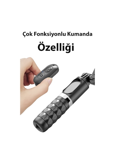 360 Akıllı Gimbal Telefon Tutucu Işıklı Bluetooth Kumandalı Selfie Tripodu