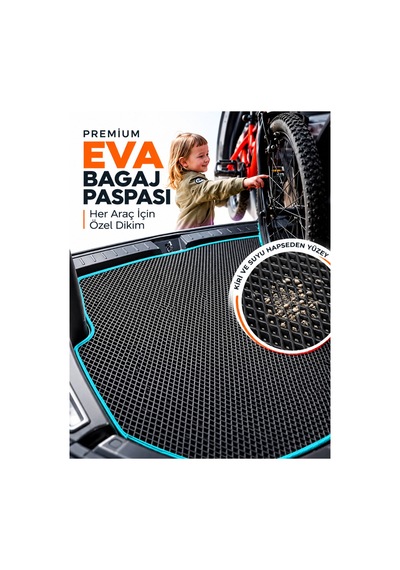 Chevrolet Captiva 2006-2011 Uyumlu Eva Bagaj Paspası Araca Özel Siyah-turkuaz