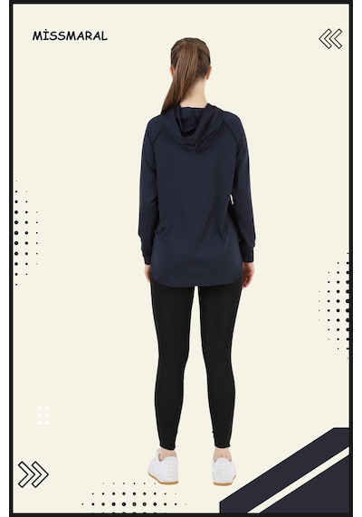 Kadın Eşofman Takım Spor Tunik & Slim Fit Tayt Dalgıç Kumaş Sports And Casual Lacivert 3060 Lacivert / Siyah