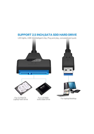 4469 Usb 3.0 Yüksek Hızlı 2.5" Sata SSD ve HDD Harddisk Kablosu