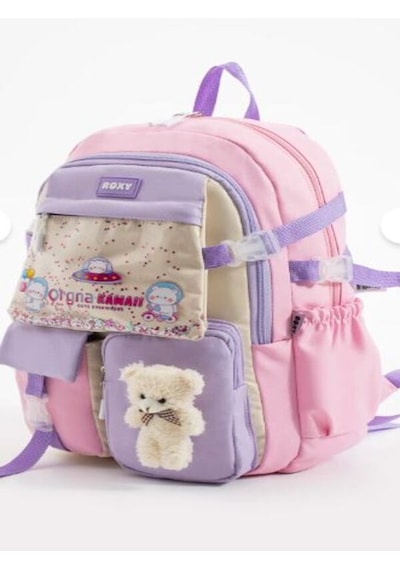 Trg Polo Lila Rooxy Renkli Kore Kawaii Ayıcıklı Okul Çantası Seti Sırt Çantası+beslenme Çantası+kalemlik