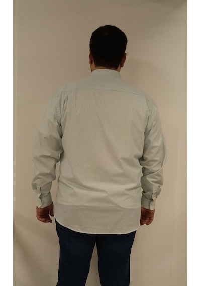 Tousus Büyük Beden Yeşil Çizgili Erkek Gömlek Btl-6107-tss Beyaz