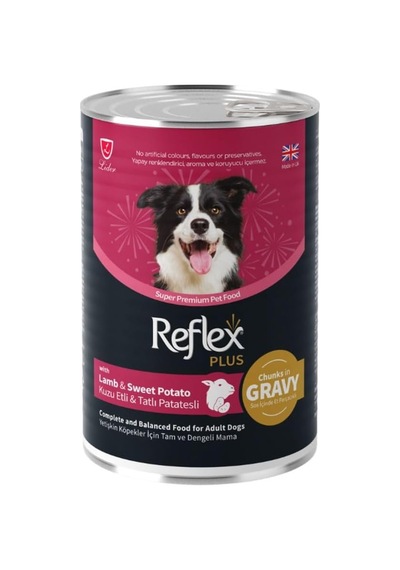 Reflex Plus Sos İçinde Et Parçacıklı Kuzu Etli Ve Tatlı Patatesli Yetişkin Köpek Konservesi 400 Gr 12 Adet