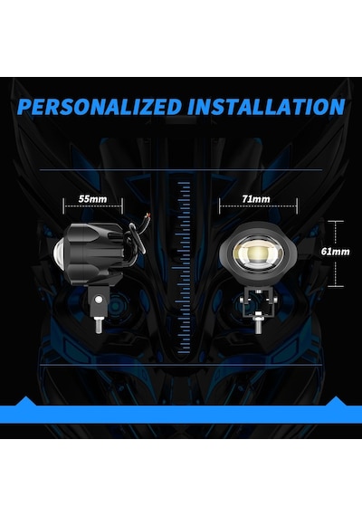 Motosiklet Sis Farı Spot Led Beyaz Sarı Renk Metal Kasa 2 Adet Takım Motosiklet Ekipman Lamba