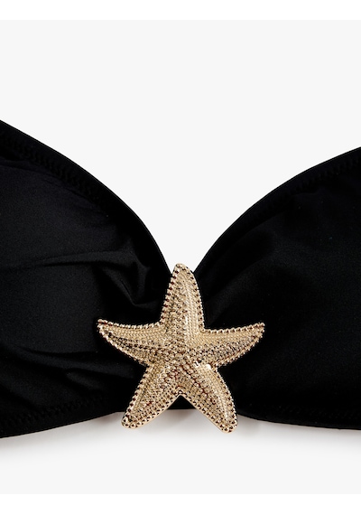 Koton Deniz Yıldızı Aksesuar Detaylı Halter Yaka Bikini Üstü Siyah 6sak10118mm