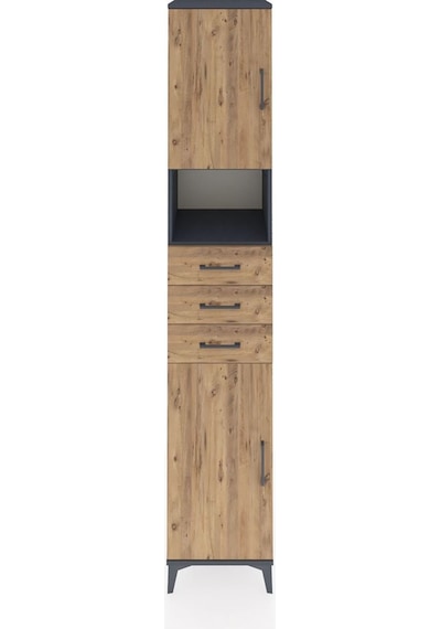 Hyperion Dolap 4 Raflı 3 Çekmeceli 2 Kapaklı 44x44x243 Antrasit-çam Antrasit