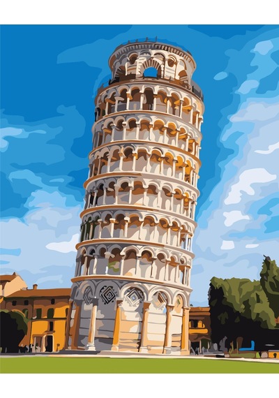 Sayılarla Boyama Numaralı Tuval Seti Boya Fırça Dahil 40x50 Cm Pisa Hatırası