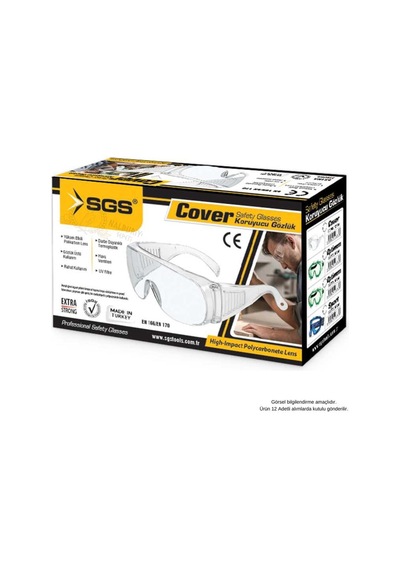Sgs Cover Koruyucu Çapak Gözlüğü - Şeffaf - Z 87-1 En 166f En 170f