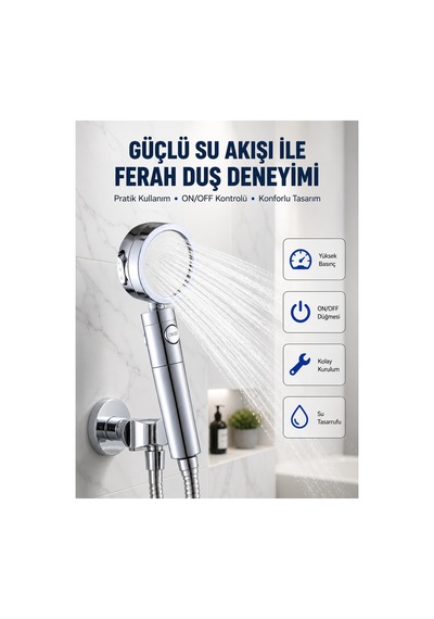 Şelale Sisi Ve Özellikli Banyo Duş Başlığı
