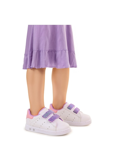 Kiko Kids Royzo İlk Adım Bebe Cırtlı Işıklı Kız Bebek Spor Ayakkabı Beyaz