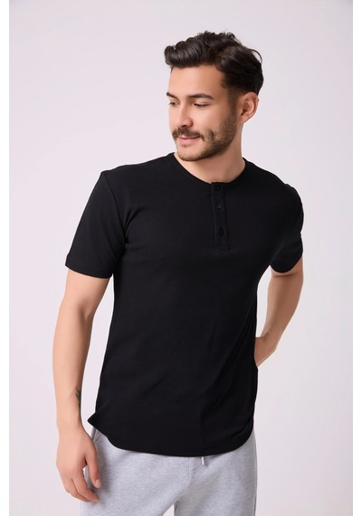 Defys Erkek Henley Yaka %100 Pamuklu Dokulu Kumaştan Kısa Kollu Günlük Basic Siyah Tişört Siyah - 852146174 Siyah Defys Erkek Henley Yaka %100 Pamuklu Dokulu Kumaştan Kısa Kollu Günlük Basic Siyah Tişört Siyah - 852146174 Siyah