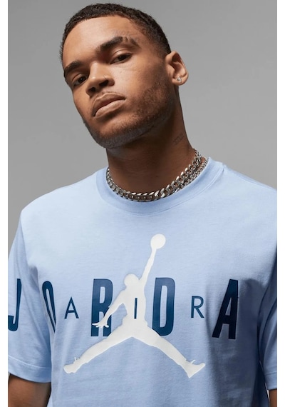 Nike Jordan Air Stretch Mens Ss Crew Blue Logolu Erkek Tişört Mavi Mavi