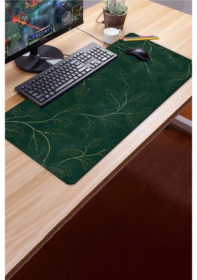 Sonictouch Klavye Mousepad 40x90cm Dikişsiz Pürüzsüz Sıvı Geçirmez Kaymaz Taban Altın Yapraklar