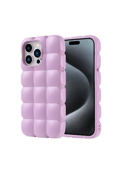 Apple Uyumlu iPhone 15 Pro Max Kılıf Parlak Esnek Silikon Zore Dom Dom Kapak Lila