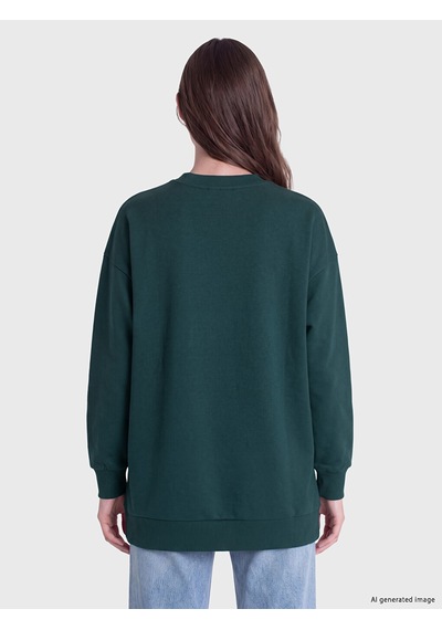 Lcw Modest Yeşil Baskılı Kadın Kalın Sweatshirt Tunik