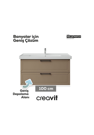 Creavit D20 100 Cm İki Çekmeceli Lavabo Dolabı Dafne Lake Kapak Dafne Creavit D20 100 Cm İki Çekmeceli Lavabo Dolabı Dafne Lake Kapak Dafne