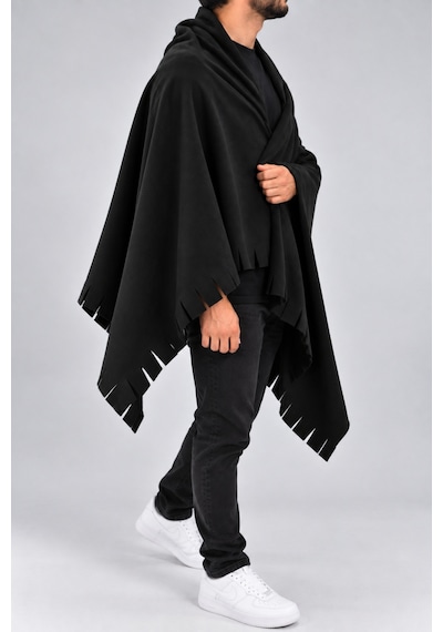 Parshey Polar Şal 70x170 Cm Unisex Sıcak Tutan Yumuşak Kenar Püsküllü Siyah
