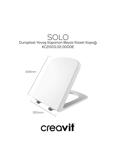 Creavit Solo Rim-off Duroplast Yavaş Kapanan Klozet Kapaklı Beyaz Set