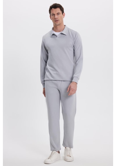 Tudors Erkek Slim Fit Dar Kesim Beli Bağcıklı 3 Cepli Geniş Paça Gri Eşofman Altı-41909 Gri
